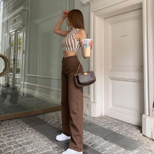 Y2K Brown Pants Wide Leg Jeans Aesthetic High Waisted Pants - Etsy