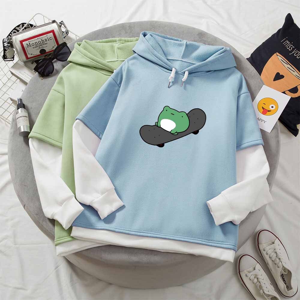 Kawaii Skateboard Frog Hoodie Cute Hoodie Harajuka Hoodie - Etsy