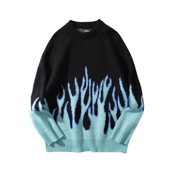 Flame Sweater Fire Sweater Unisex Sweater Oversized - Etsy