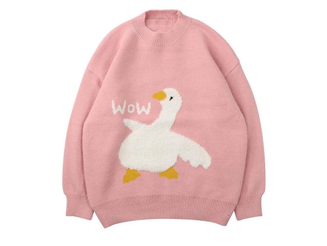 Wow Duck Sweater Oversized Sweater Unisex Sweater Goose Etsy