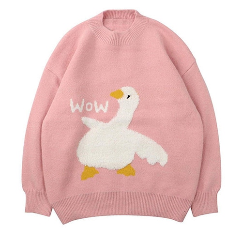 GlowingTailor Wow Duck Sweater, Oversized Sweater, Unisex Sweater, Goose Sweater, Cardigan, Cute Sweater, Carton Sweater, Cute Women Sweater, Sweater,gift