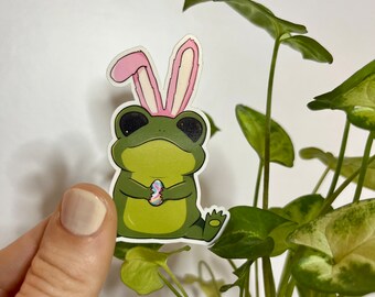 Frog with bunny ears for Easter