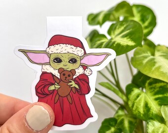 Christmas Grogu Mandalorian style matte magnetic bookmark