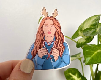 Christmas ginger girl glossy sticker