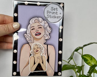 Marilyn Monroe sticker and print set