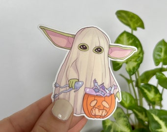 Grogu Halloween (Mandalorian Style) glossy vinyl Sticker