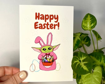 Easter Greeting Card with Grogu as Easter Rabbit Matt finish