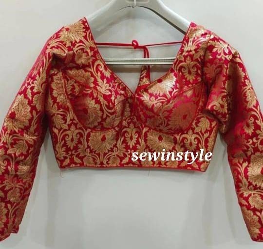 full sleeves red blouse