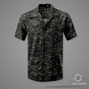 Black Multicam Camo Men's Hawaiian Shirt