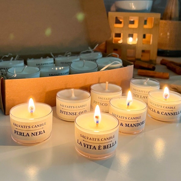 Try Me Box set di 8 tealight: 6 con fragranze collezione Autunnale/Invernale + 2 fragranze a scelta. Regalo per amanti delle candele.