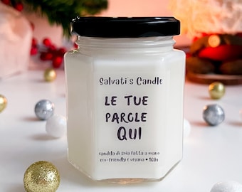 Bougie personnalisable en cire de soja parfumée avec un parfum de votre choix, pour un cadeau unique et spécial