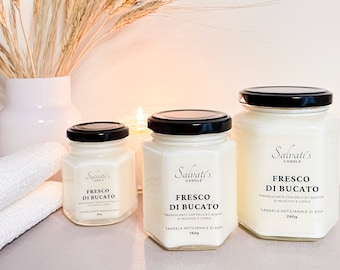 Fresh Linen Soy candle Modern Luxury and Handmade, Thank you gift, Home gifts,  Natural candles for New home