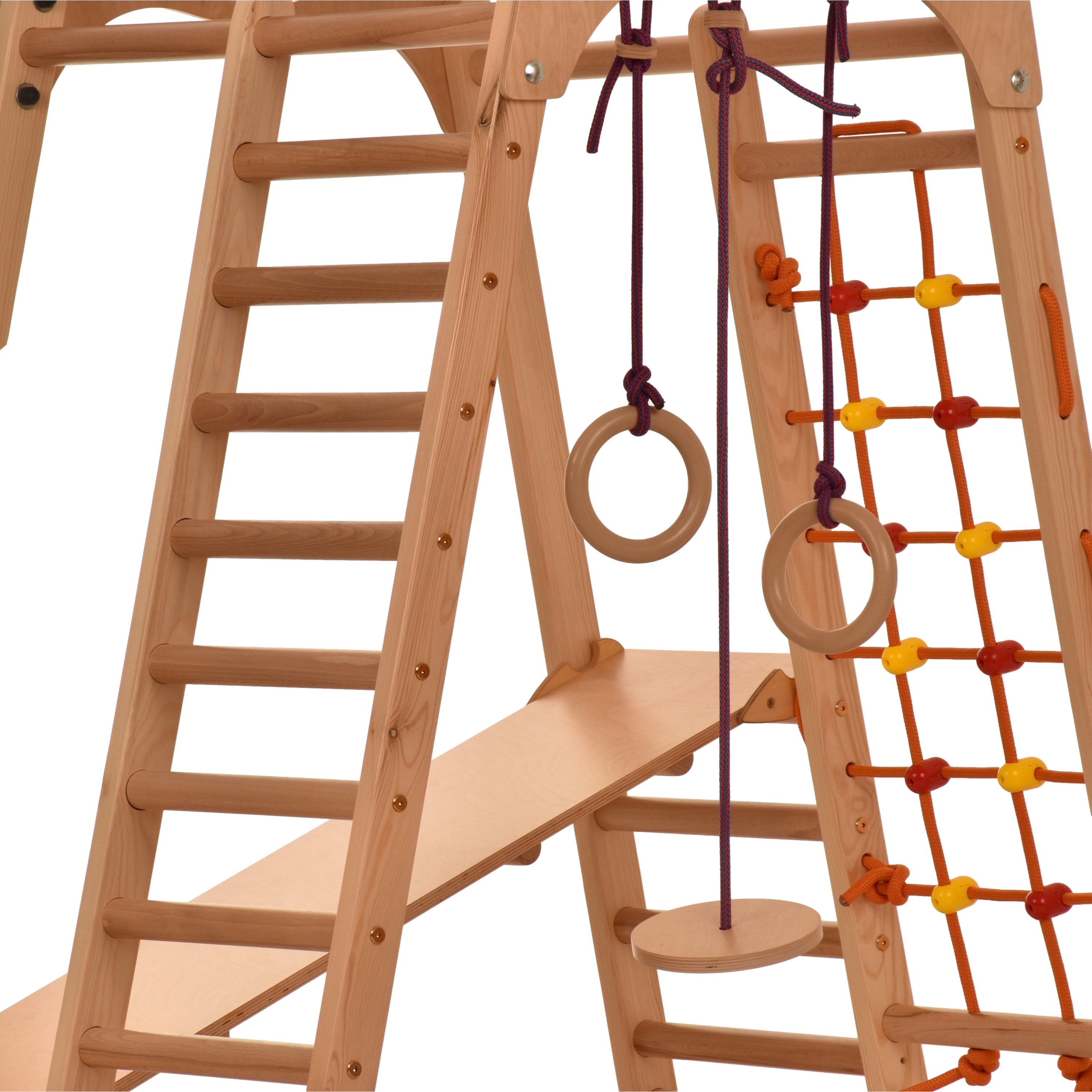 Kletterdreieck Indoor-Spielplatz aus Holz für Kinder - Kletternetz