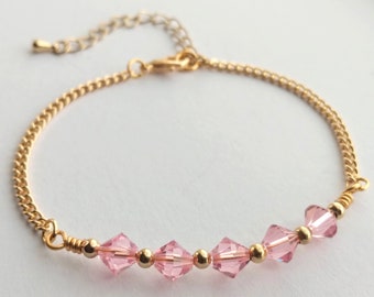 Pink Swarovski Crystal Bracelet, Light Pink Bracelet, Crystal Bracelet for women, Sparkling Bracelet, Gift for Her