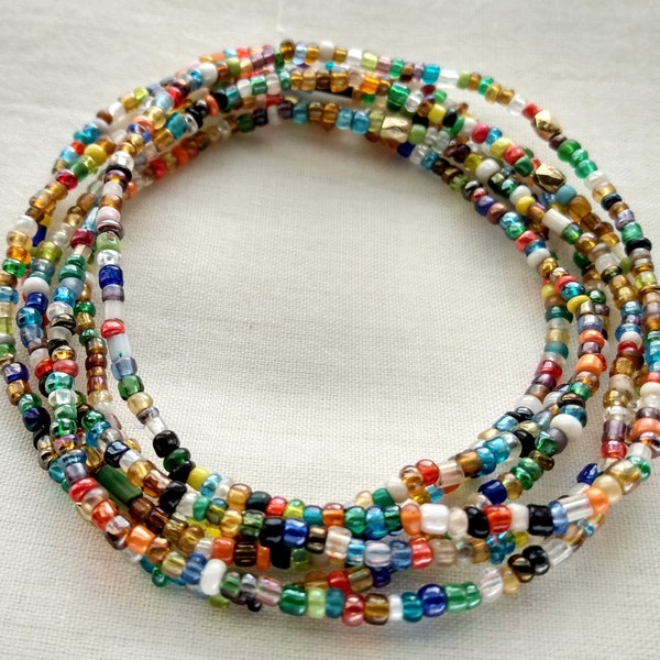 Multicolored Seed Beaded Stretch Bracelets, Dainty seed beed bracelets, Boho style colorful stretch bracelets