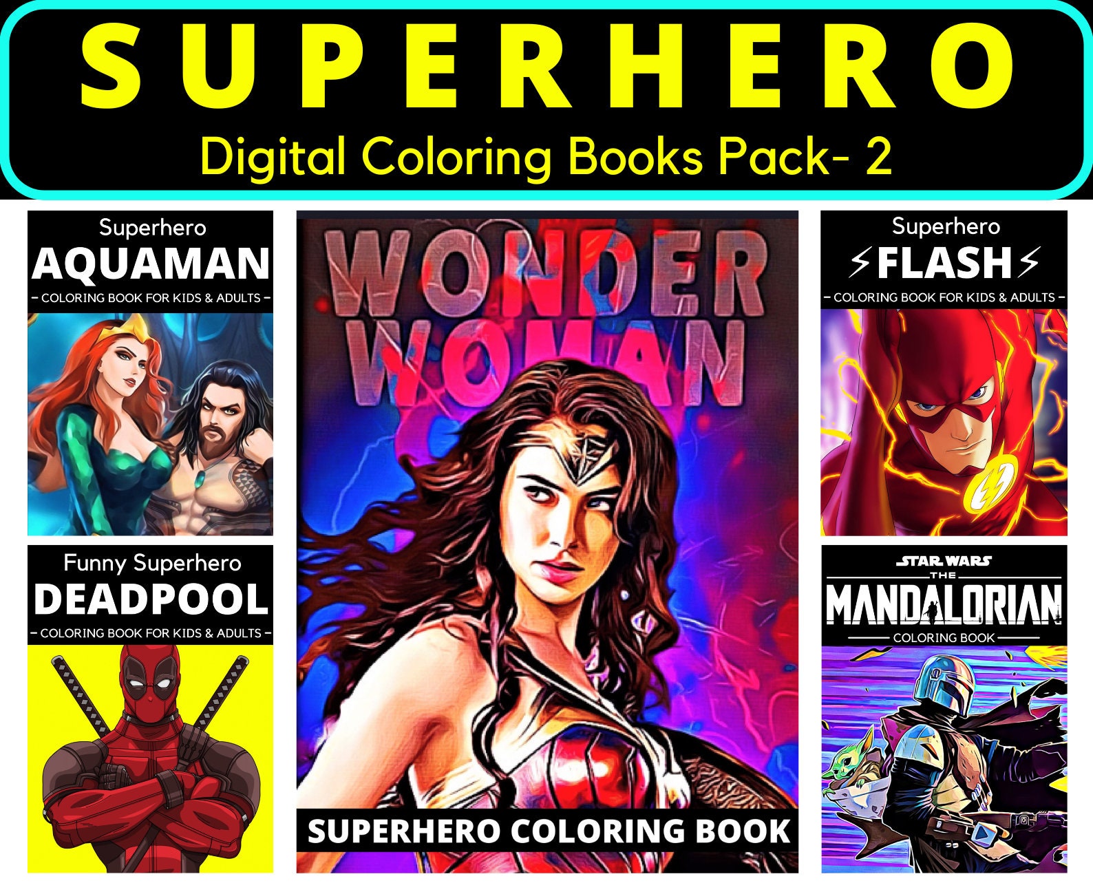 5 in 1 popular marvel superhero coloring books pack avengers etsy