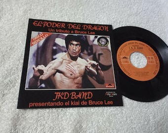 BRUCE LEE J.K.D. Band Presentando La Voz De Bruce Lee – El Poder Del Dragón Soundtrack = Dragon Power 7" Rare Promo 45 LP Mexico Only