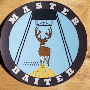 Master Baiter Sticker, Funny Hunting Sticker, Fishing master baiter sticker, Hunting Sticker, Deer feeder sticker, Redneck sticker