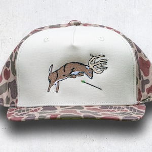 Bowhunter Snapback, deer hunting hat, old school deer hunting hat, bow hunter, archery hunting, deer embroidery hat, deer hat with rope