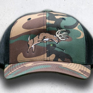 Bowhunter Snapback, deer hunting hat, old school deer hunting hat, bow hunter, archery hunting, deer embroidery hat, deer hat with rope