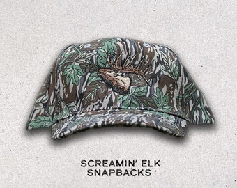 Screamin' Elk Snapback, Elk hunting hat, old school elk hunting, archery hunting, elk embroidery hat, bugling elk hat, orange foam elk hat