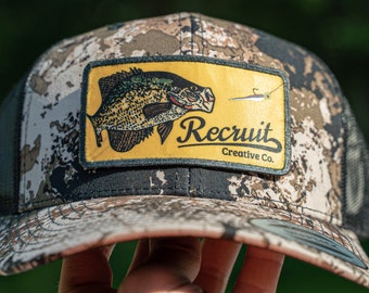 Crappie Fishing SnapBacks, fishing patch hat, fishing hat, crappie fishing hat, old school hat, bass fishing hat, fishing cap, camo fishing