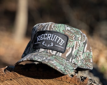 Recruits Old School Leafy Snapback, camo hat, hunting hat, deer hunting patch hat, deer hunting hat, whitetail deer hat