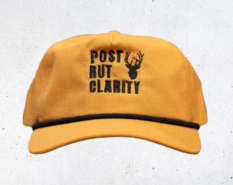 Post Rut Clarity, Post Nut Clarity, Bowhunter Snapback, deer hunting hat, deer hunting hat, deer embroidery hat, deer hat with rope