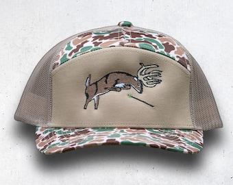 Bowhunter Snapback, deer hunting hat, old school deer hunting hat, bow hunter, archery hunting, deer embroidery hat, deer hat with rope
