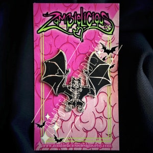 Halloween Skeleton Bat Pin | Hard Enamel Pin | Spooky Cute Enamel Pins