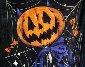Spooky Sweet Treat Blanket | Throw Blanket | Witchy Room Decor | Goth Home Decor | Vintage Halloween Blanket