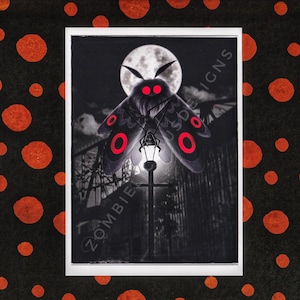 Mothman Art Print | Spooky Cute | Dark Home Decor | Cryptid Art