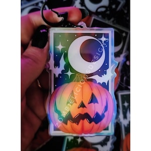 Halloween Kürbis Großer Holographischer Acryl Schlüsselbund