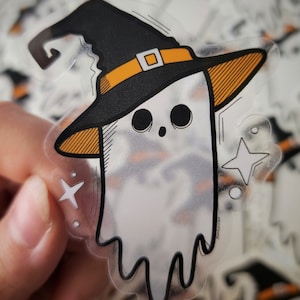 Halloween Ghost, Semi Transparent, Sticker, Spooky Cute