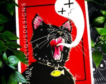 Black Cat Gothic Art Print