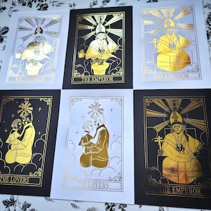 Impressões de cartas de tarô em folha de ouro de 7" x 5", Os amantes, O imperador