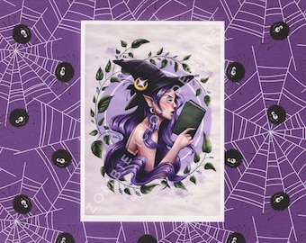 Gothic Hexe Kunstdruck, gruselige botanische Hexe Kunstdruck, dunkles Wohndekor, hexenhafte ästhetische Kunst