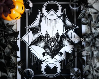 Bat Art Print | Dark Art Print | Dark Home Decor | Halloween Art Print