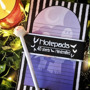 8"×5" Ghostly Graveyard Halloween Notepad | Handmade Halloween Stationery | Halloween Jounal | Gothic Staionery