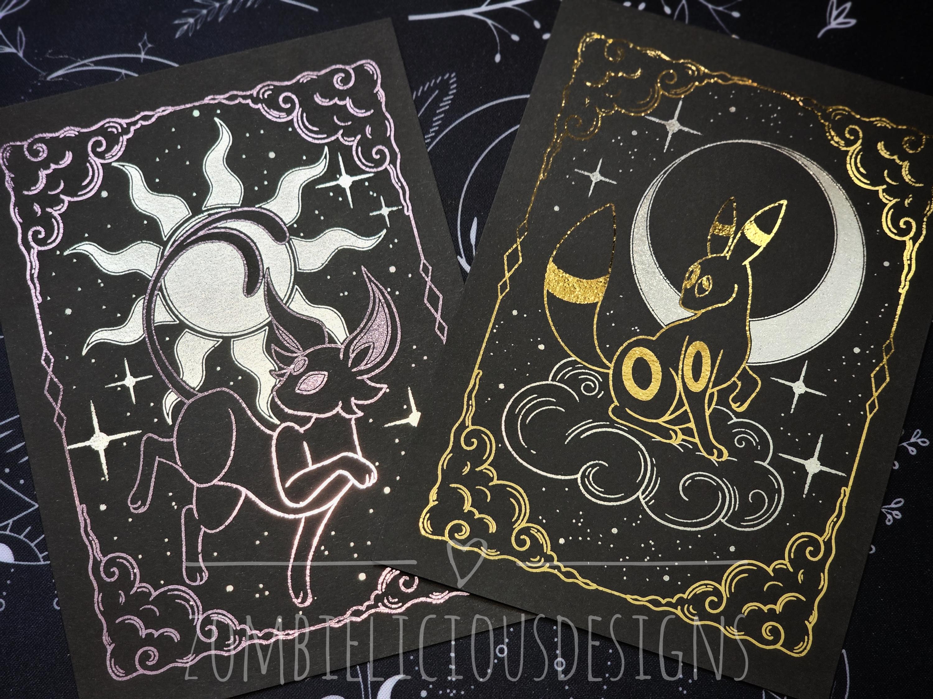 Eeveeloution Foil Art | Sun & Moon | Tarot Card | Foil Art Print