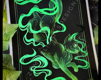 Ghost Cat Reflective Foil Art Print