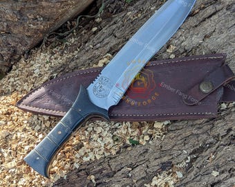 Handmade D2 Steel RE4 Replica Knife: Leon Kennedy Game Knife with Sheath