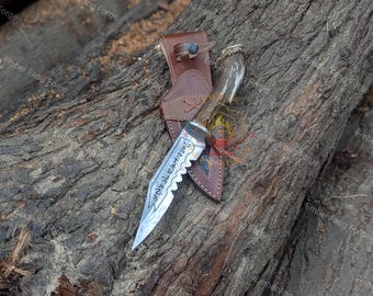 Supernatural Ruby Demon Knife Replica: Stag Antler Handle, Leather Sheath, Movie Prop