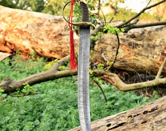 Hand Forged Damascus Steel Cutlass Sword 27-inch With Sheath