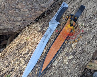 Handmade Paul Atreides Crysknife Replica: Dune Movie Carbon Steel Short Sword with Leather Sheath