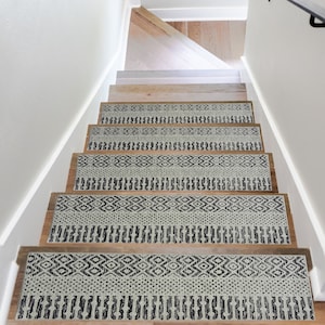 Scandinavian Stair Runner Rug, Printed Stair Treads Carpet, Non-Slip Stair Runner, Ultra Thin Stair Mat, Modern Step Rug, Washable Rug