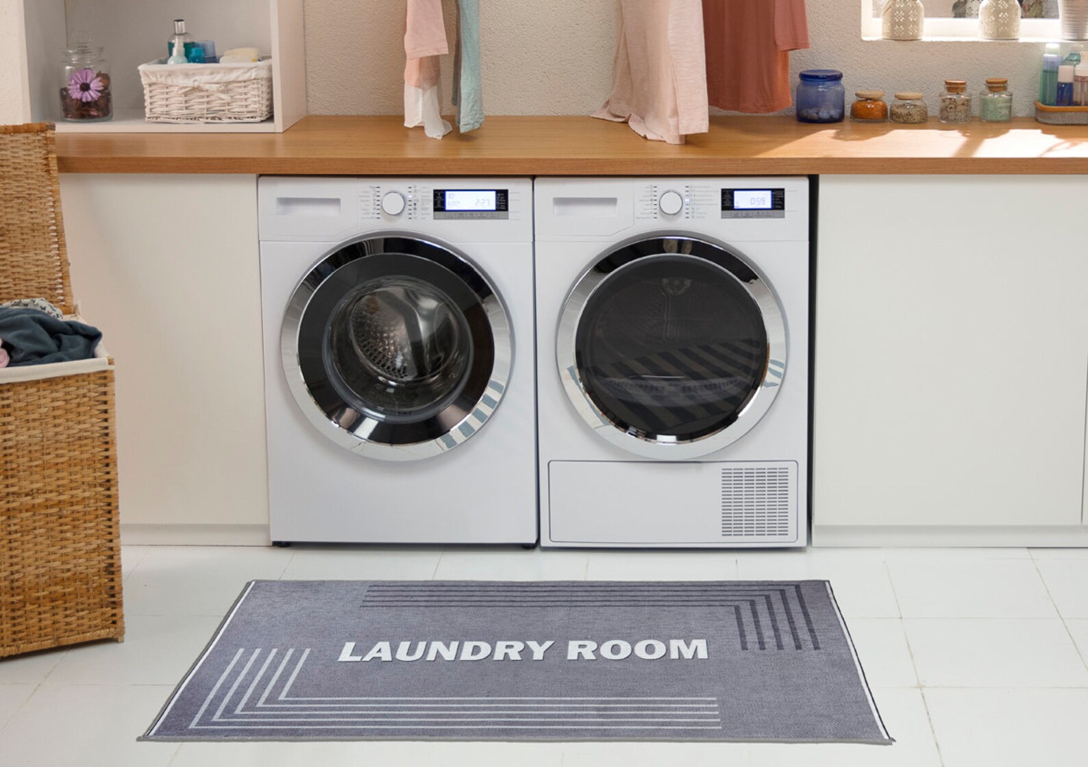 Gray Laundry Room Runner Rug Nonslip Laundry Floor Mat Etsy