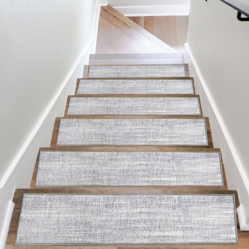 Light Gray Stair Treads Carpet Decorative Stair Rug Ultra Etsy
