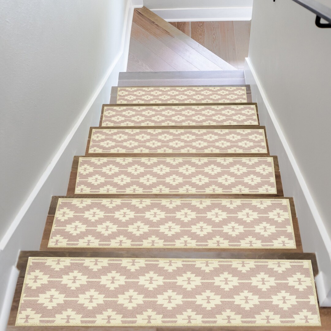 Modern Farmhouse Stair Rug, Geometric Stair Treads Carpet, Decorative ...