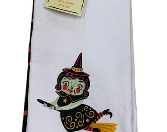 Johanna Parker Halloween Kitchen Towels, Ghost Towels, Witch Towels, Retro Halloween